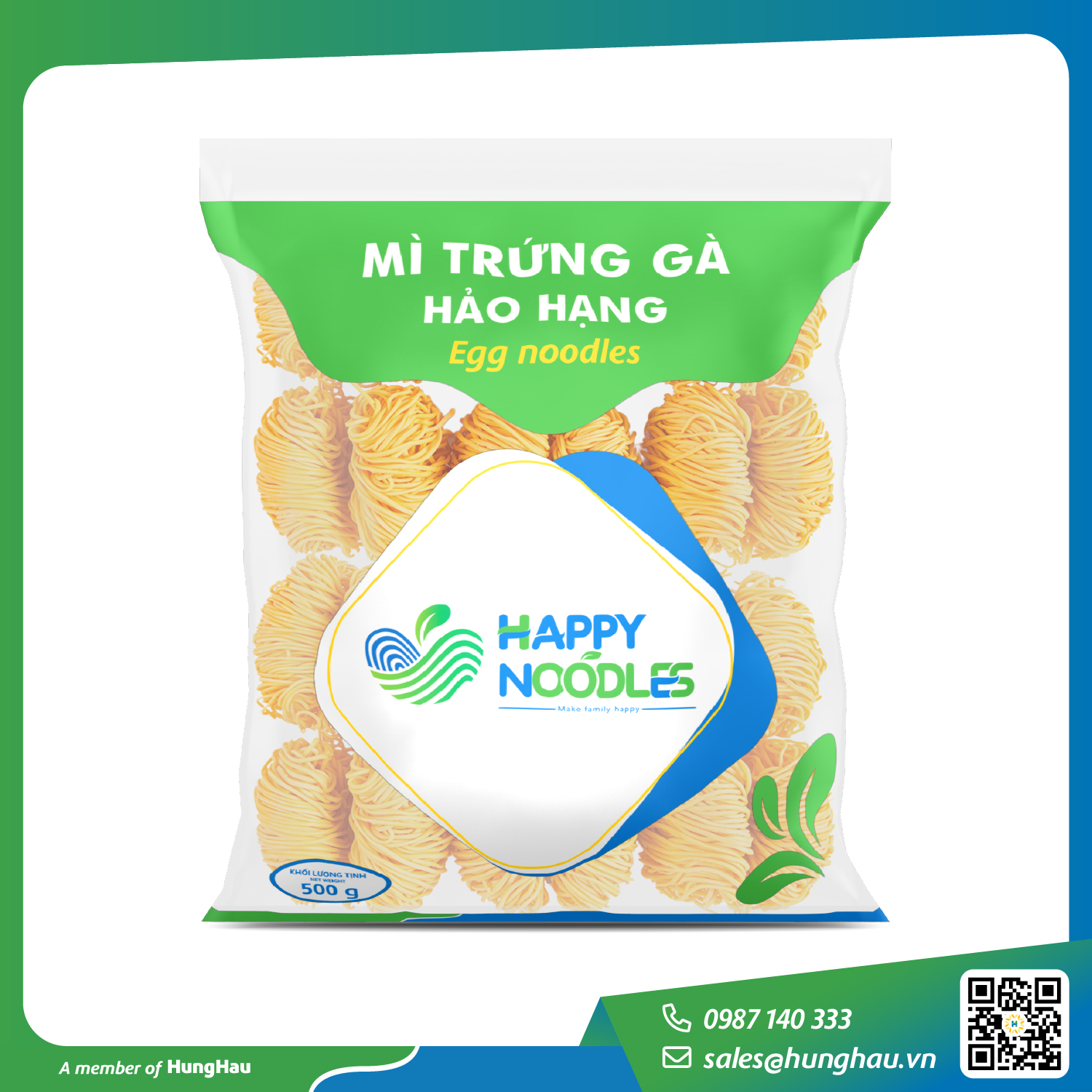 MÌ TRỨNG GÀ HẢO HẠNG HAPPY NOODLES 500GR